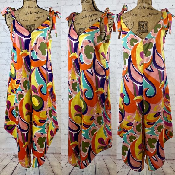 MSK Colorful Abstract Print Asymetrical Harem Jumpsuit - Picture 1 of 1